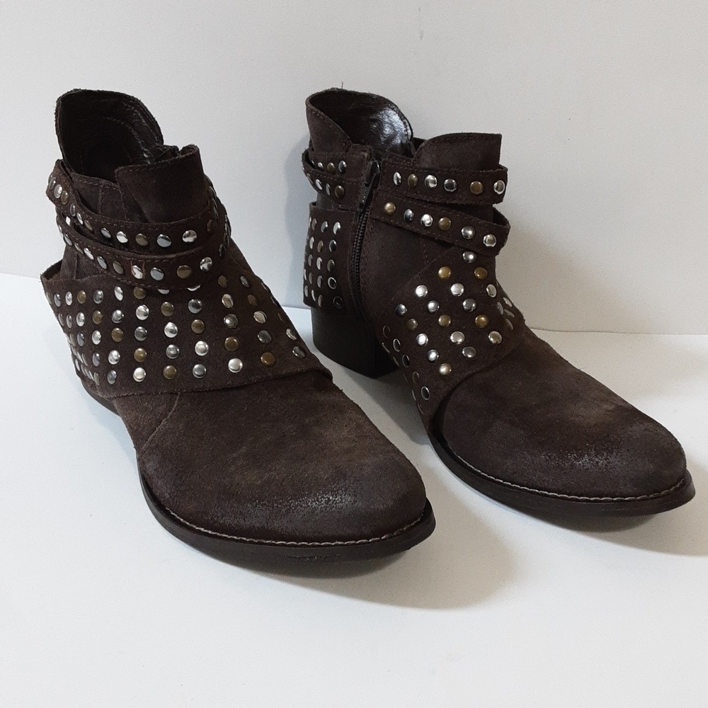Matisse Ankle Women 9.5M Studded  boots leather suede brown rodeo festival goth